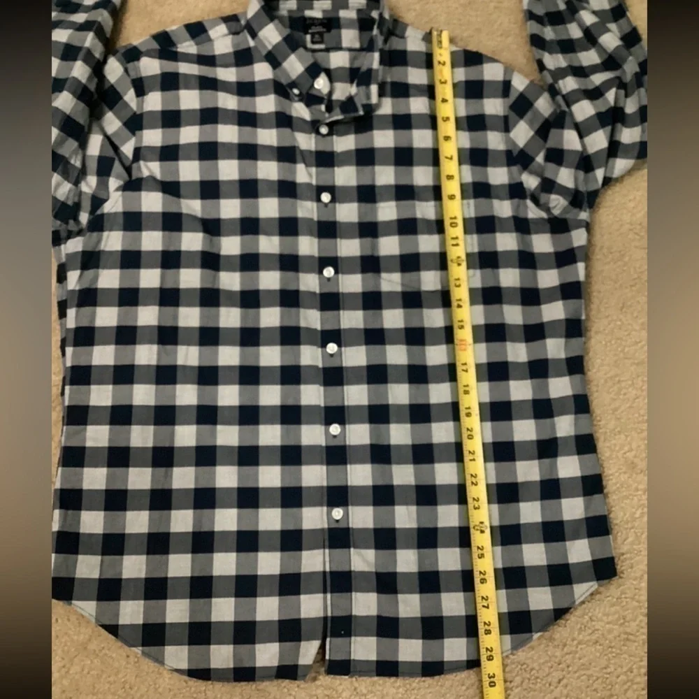 J. Crew Flex Washed Classic Fit Men’s XL Blue Check Button Down Shirt - Picture 7 of 7